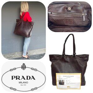 Prada Lather Vintage Large Tote Bag